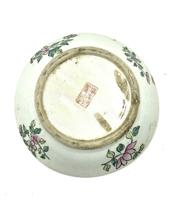 Prato ceramica chinês seculo 19 Familia Rosa