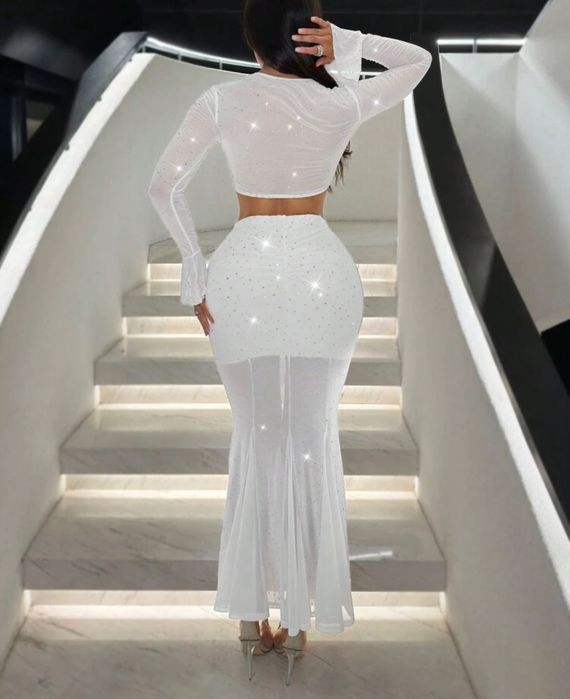 Conjunto Branco com brilhantes