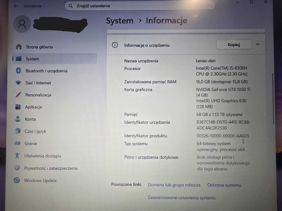 Laptop gamingowy HP Pavilion 15-bc408nw, i5-8th gen