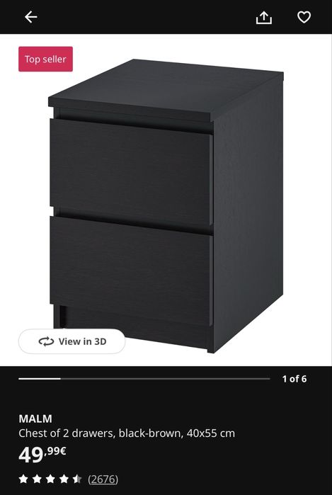 Mesa de cabeceira Ikea Malm