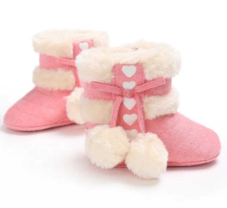 ŚNIEGOWCE kozaki ciepłe NIECHODKI 17/18/19/20/21 RÓŻOWE z futerkiem