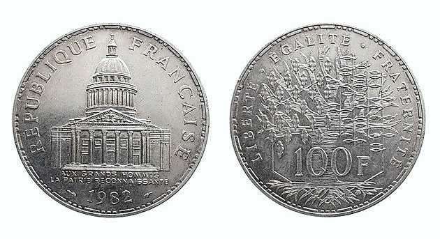 Moedas Francesas - 100 Francos (em Prata)