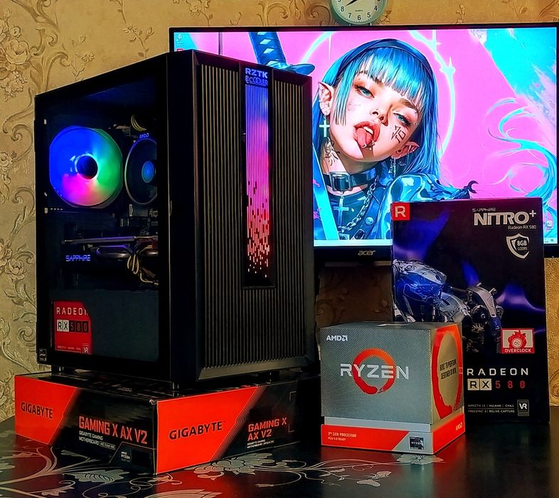 Ryzen 5 3600+ RX580 8gb+ 16Gb DDR4 игровой компьютер AM4 AM