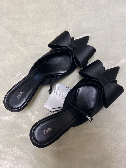 Акция! Скидка !Сатиновые Мюли с бантом zara 38