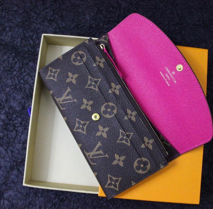 Portfel damski Louis Vuitton Emilie Monogram rózowy fuksja brązowy