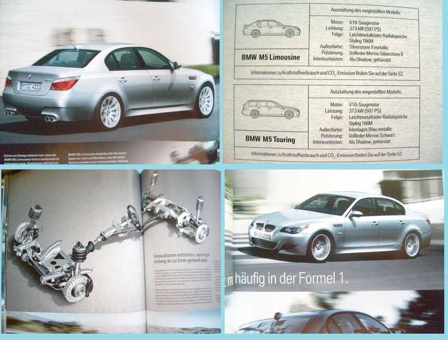 BMW M5 E60 Limousine / M5 E61 Touring 2008 prospekt 58 str., stan BDB