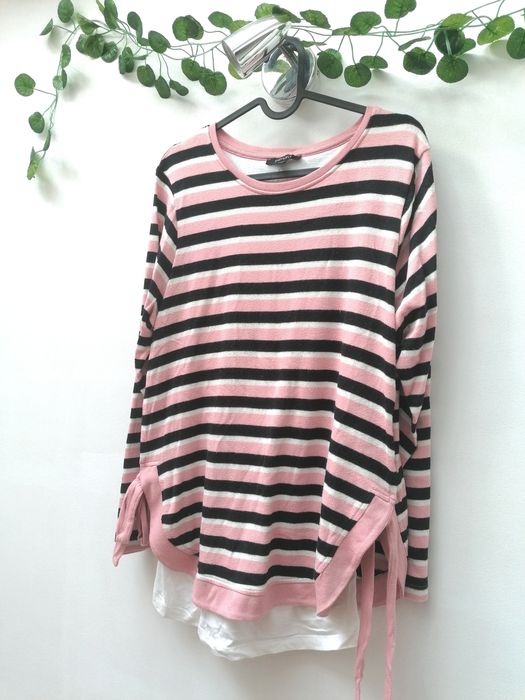 Camisola Comprida Rosa e às riscas