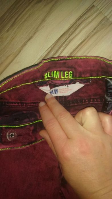 Jaensy h&m skiny czerwone, legi, leginsy, bordowe spodnie, czerwone