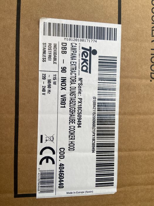 Exaustor Teka DBB 90 novo por estrear