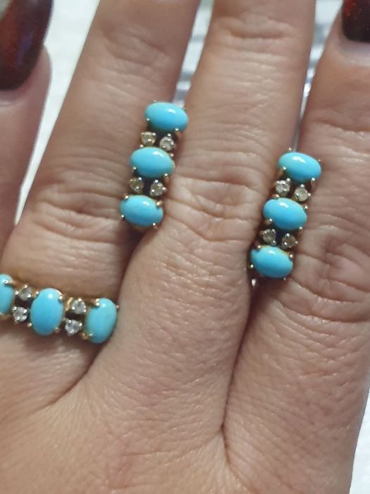 Золотые серьги с бирюзой