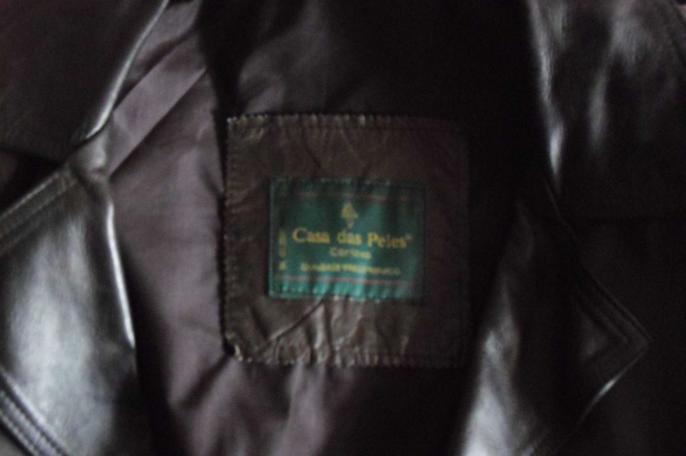 Casaco couro castanho