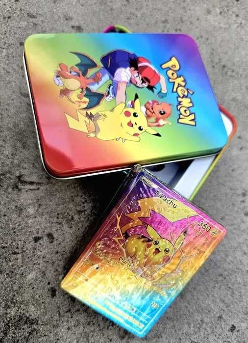 Super karty Pokemon tęczowe metalowe etui nowe HIT