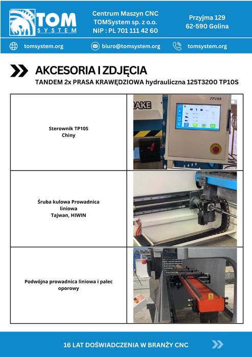 Prasa krawędziowa hydrauliczna TANDEM 2x 125T3200 TP10S