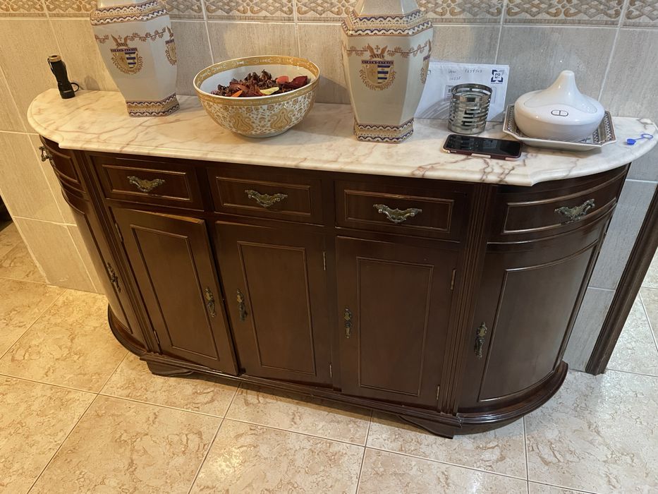 Movel de entrada/aparador/sapateira com tampo de pedra marmore