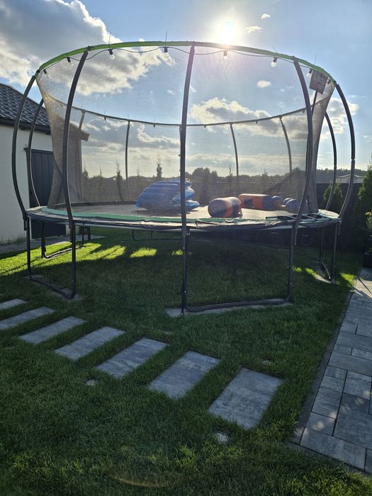 Trampolina ogrodowa 16ft (488cm) pumpkin - czarno-zielona z siatką