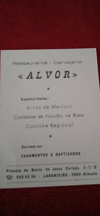 Calendário de bolso Alvor de 1990
