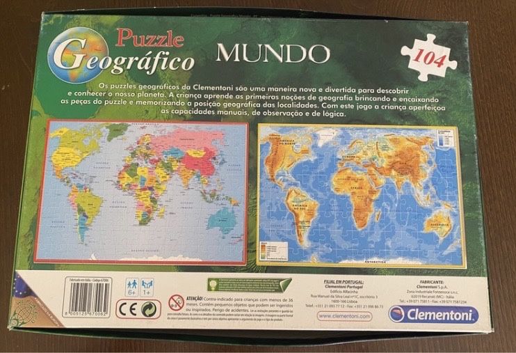 Puzzle Geográfico Mundo, 2 em 1