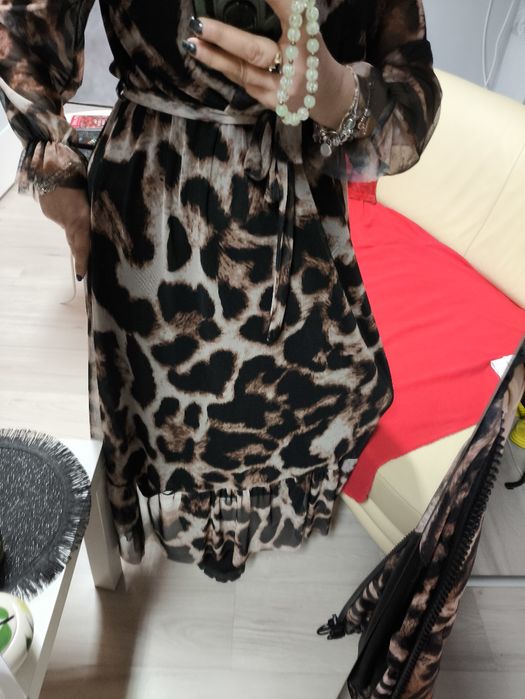 Piękna długa sukienka  centki panterka l xl XXL