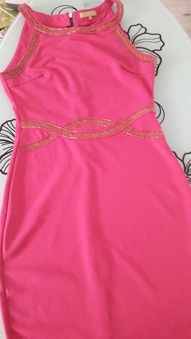 Rozowa sukienka S-M elegancka na wesele wizytowa