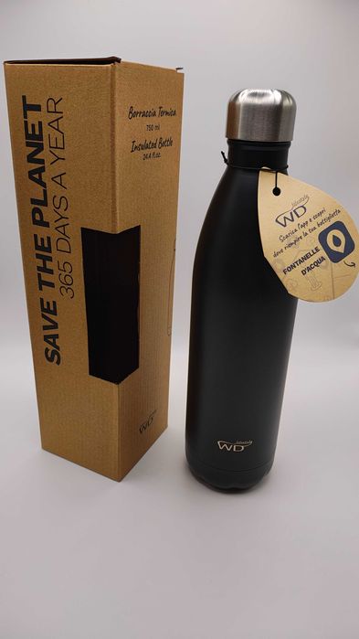 Garrafa Térmica WD 750ml Inox Preta – Outdoor, Camping & Uso Diário