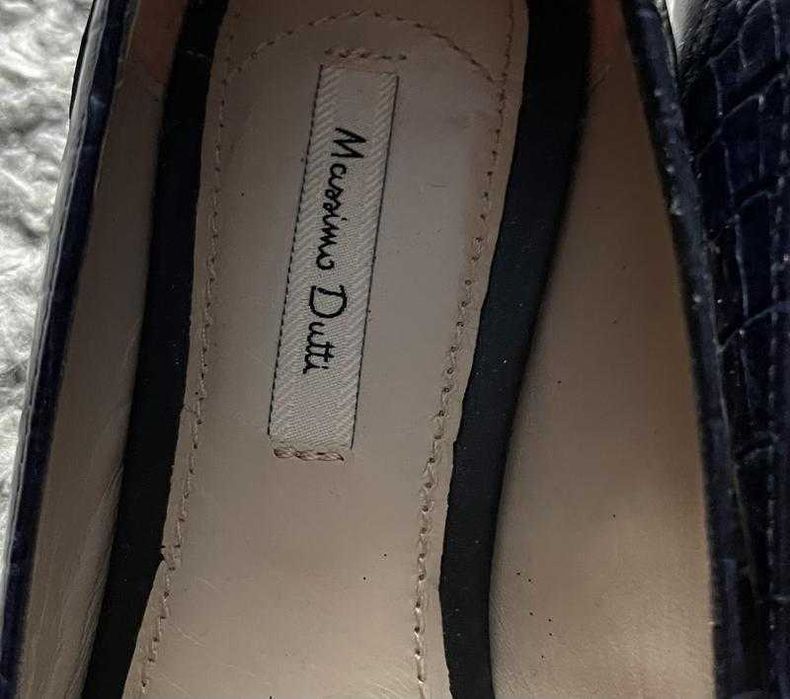 Оригинал.фирменные,кожаные туфли-балетки и тиснением massimo dutti