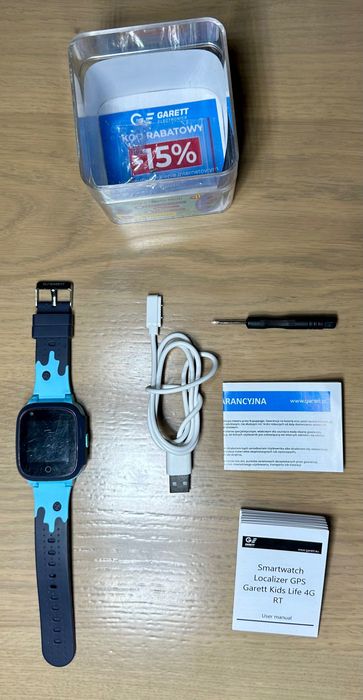 Smartwatch dziecięcy zegarekGARETT KIDS SPARK NIEBIESKI 4G z folią GPS