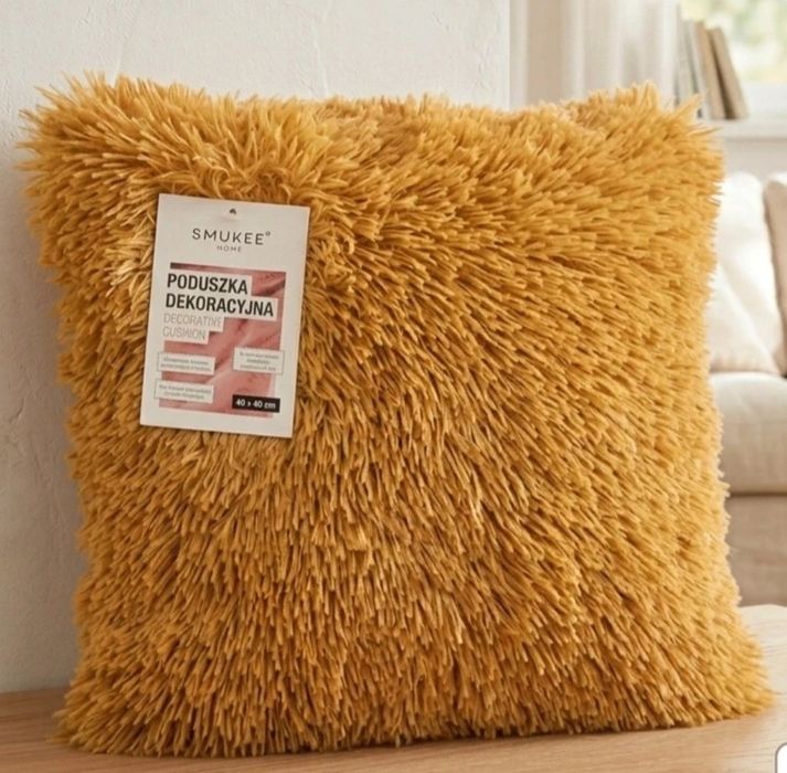 Nowa poduszka dekoracyjna kolor musztardowy 40x40 cm
