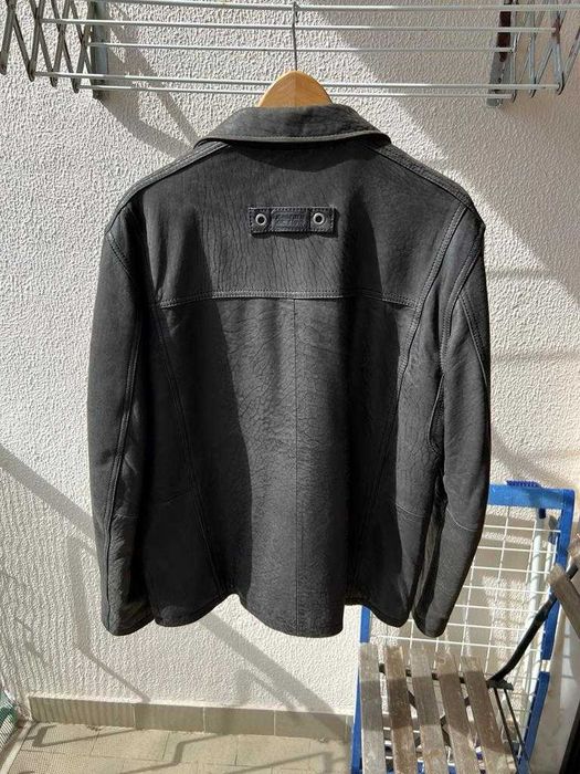 Casaco de pele vintage cinzento escuro