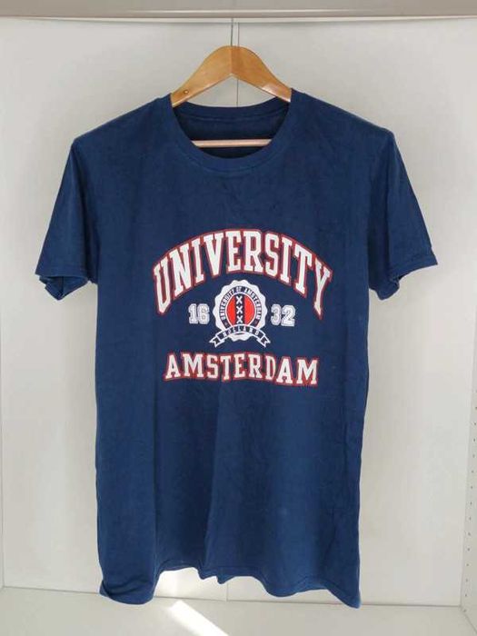 Granatowa koszulka z nadrukiem męska Rozmiar L