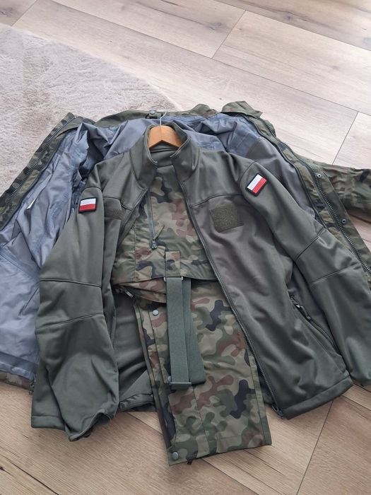 Goratex L/XL wojskowy 128z/MON komplet kurtka polar zielony spodnie na szelkach ochronne ubranie