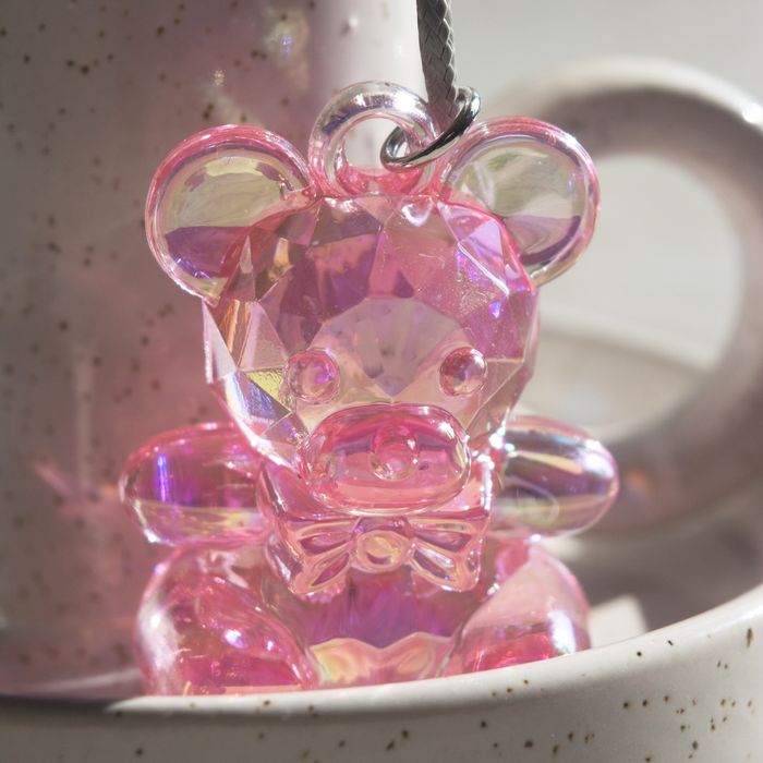 Naszyjnik z misiem (kolor rzemyka do wyboru)