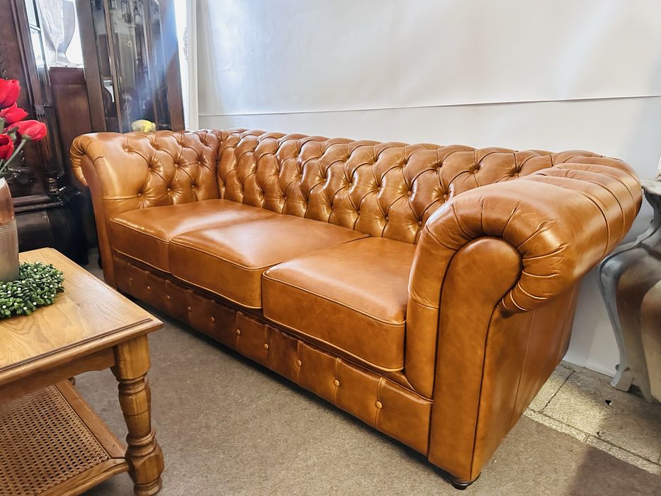 KANAPA CHESTERFIELD - ekskluzywna, idealna, skóra naturalna w 100% :)