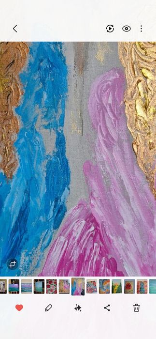 Pintura  "Raparigas num Passeio", Iryna Lyashenko, Tela 50 x 70, Acríl