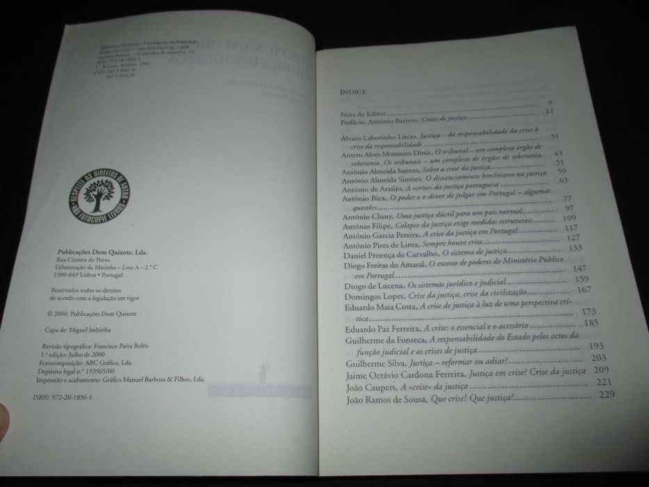 Livro Justiça em crise? Crises da Justiça António Barreto