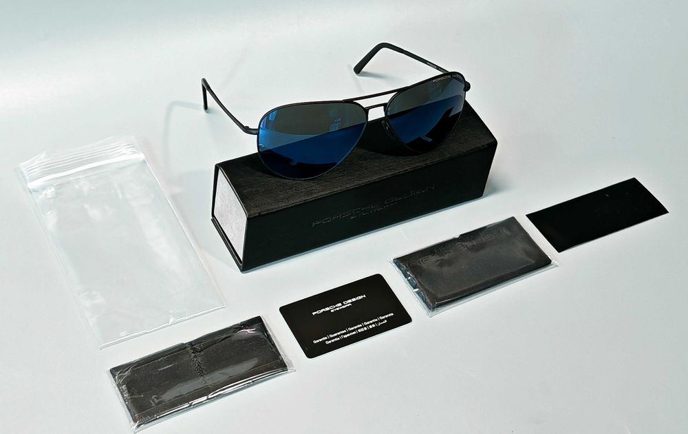 Okulary przeciwsłoneczne z polaryzacją Porsche Design P8508 Aviator Blue UV-3 Etui Certyfikat Oryginalne