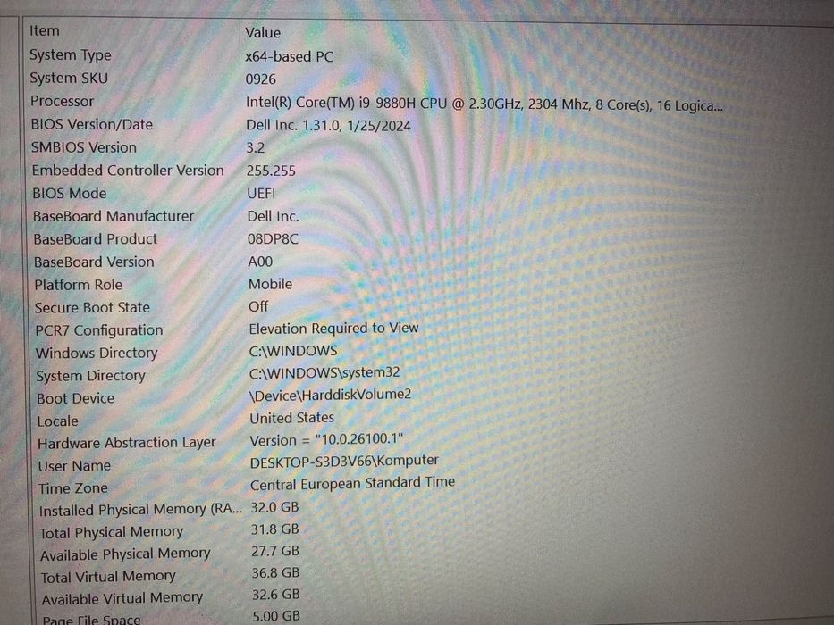 Dell Precision 7540 i9-9850H 32GB 2TB SSD 1TB SSD T2000