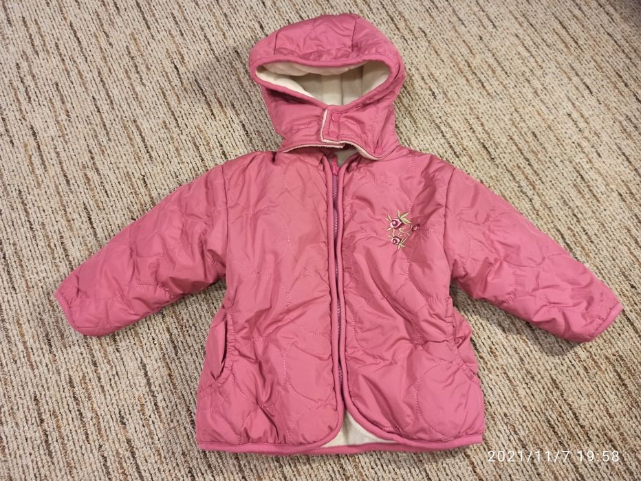 Jesienna wiosenna ciepła różowa kurtka 86/92, dziewczynka, bdb