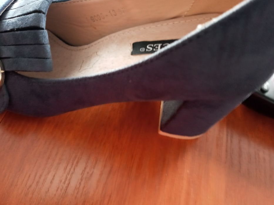 Polbuty damskie 37 granat wsuwane obcas