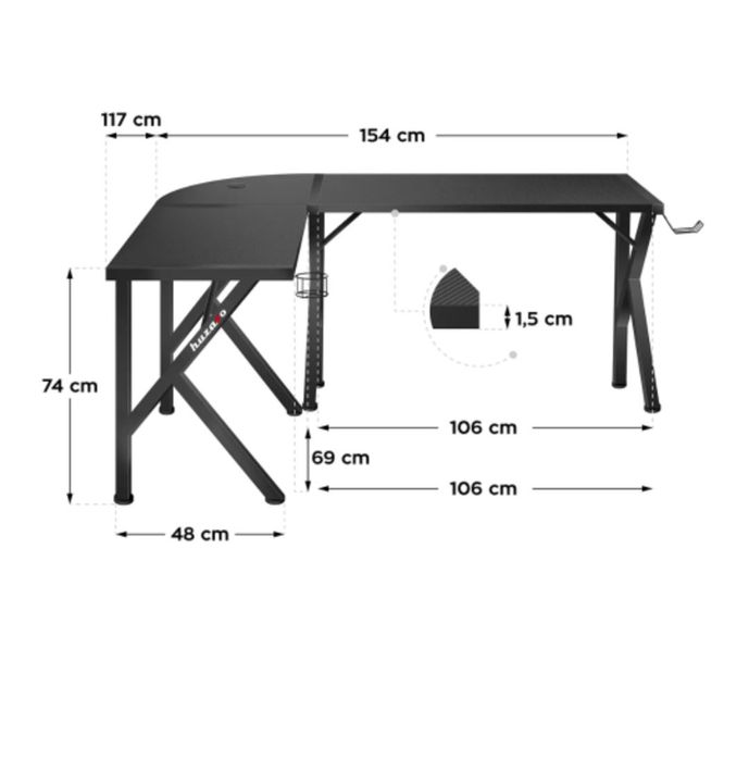 Biurko Gamingowe Huzaro Hero 6.3 Black 154 cm