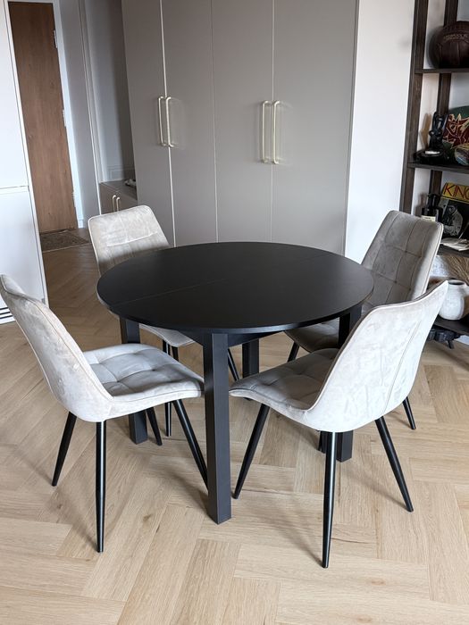 Krzesła tapicerowane beżowe welurowe (4 sztuki/komplet)