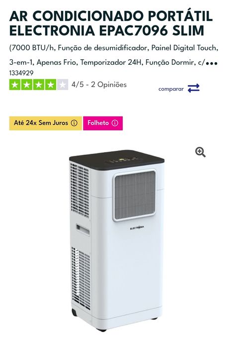 Ar condicionado portátil Electonia 7000 btu
