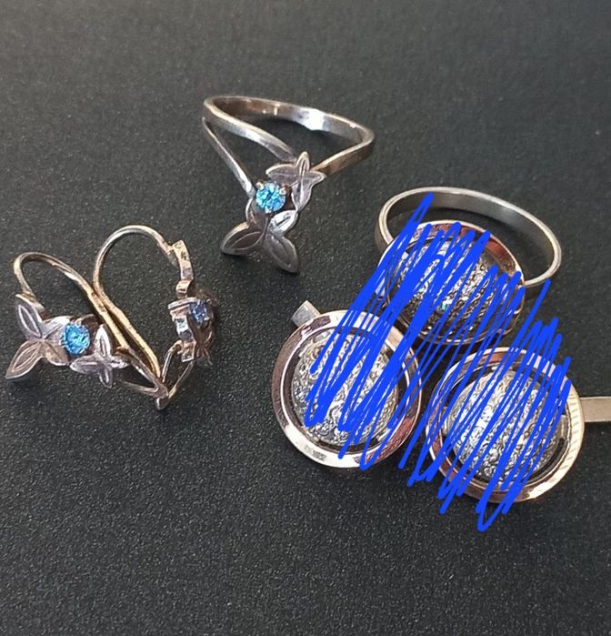 Серьги и кольцо серебро 925проба