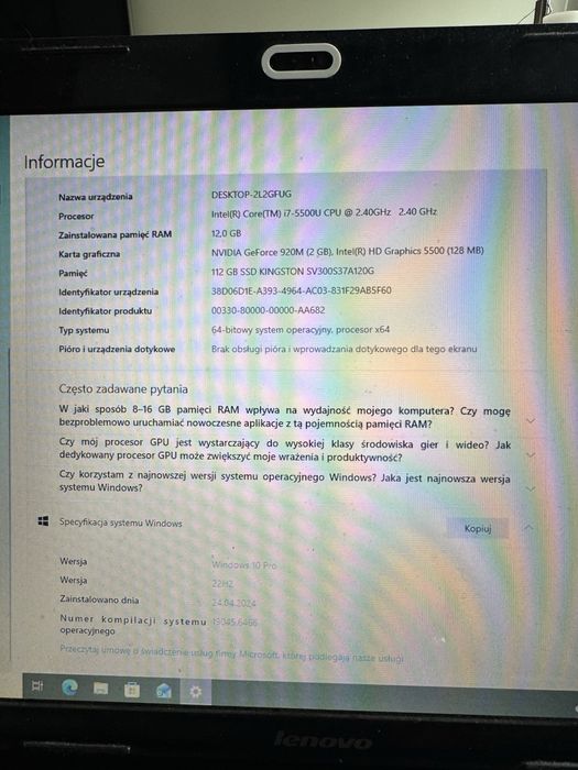 Laptop Lenovo 70-80 model  80FF  procesor i7