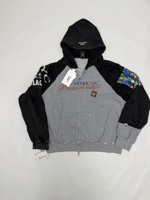 зипка худи зип худи PROTOCOL INDEX grey zip project gr acne studios balenciaga rick owens