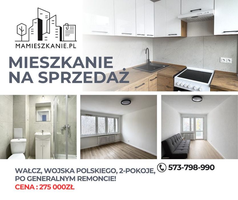 Na sprzedaż mieszkanie Wałcz, 2 pokoje, balkon