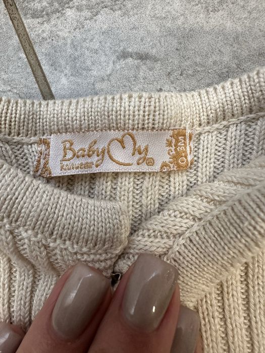 Вʼязаний костюм для малюка штанці та светрик від 0-6 місяців бежевого