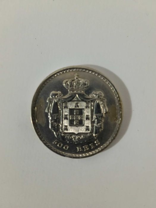 Moeda em prata 500 reis D Maria 1853.