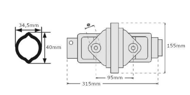 Przegub dwukrzyżakowy szerokokątny wałka WOM 23,8x91 / 27x74,6mm