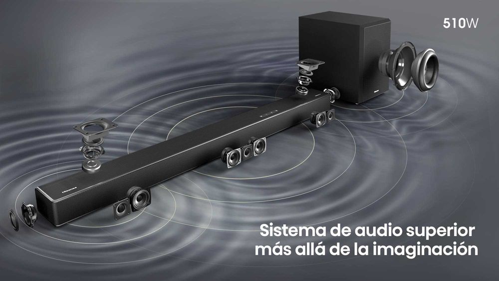 Soundbar Hisense U5120gw Atmos (5.1.2 - Subwoofer Sem Fios)