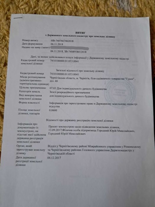 Продам земельну ділянку СТ "Гудок".